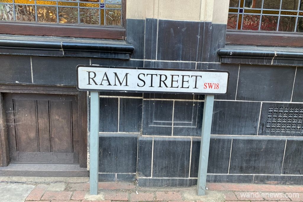 A photograph of the Ram Street road sign in Wandsworth