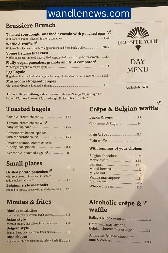 Brasserie Vonne Menu