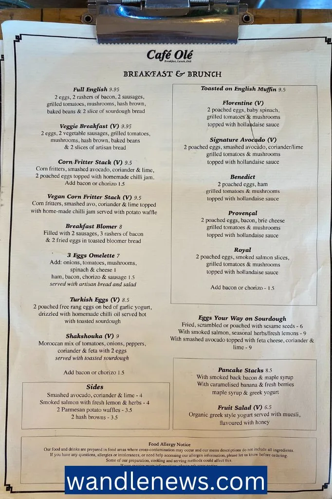 Cafe Olé Menu