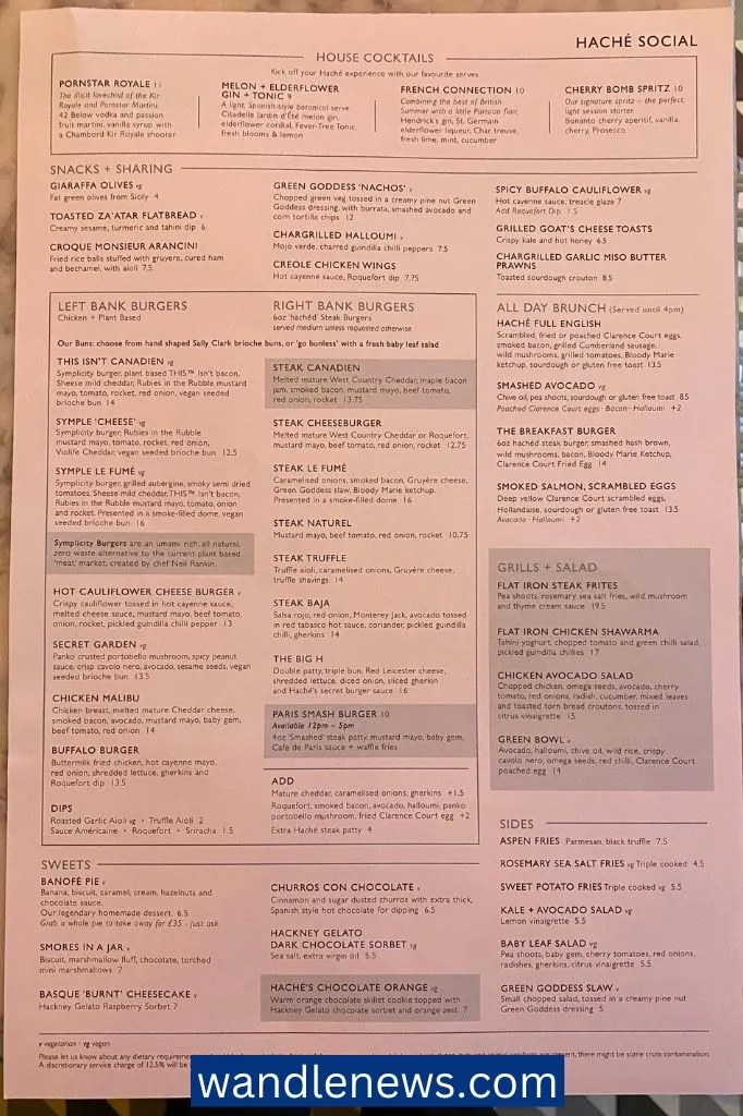  Haché Balham menu