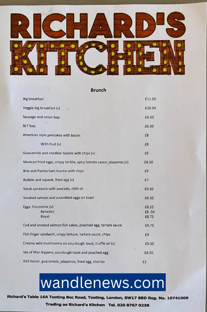 Richard's Kitchen Menu