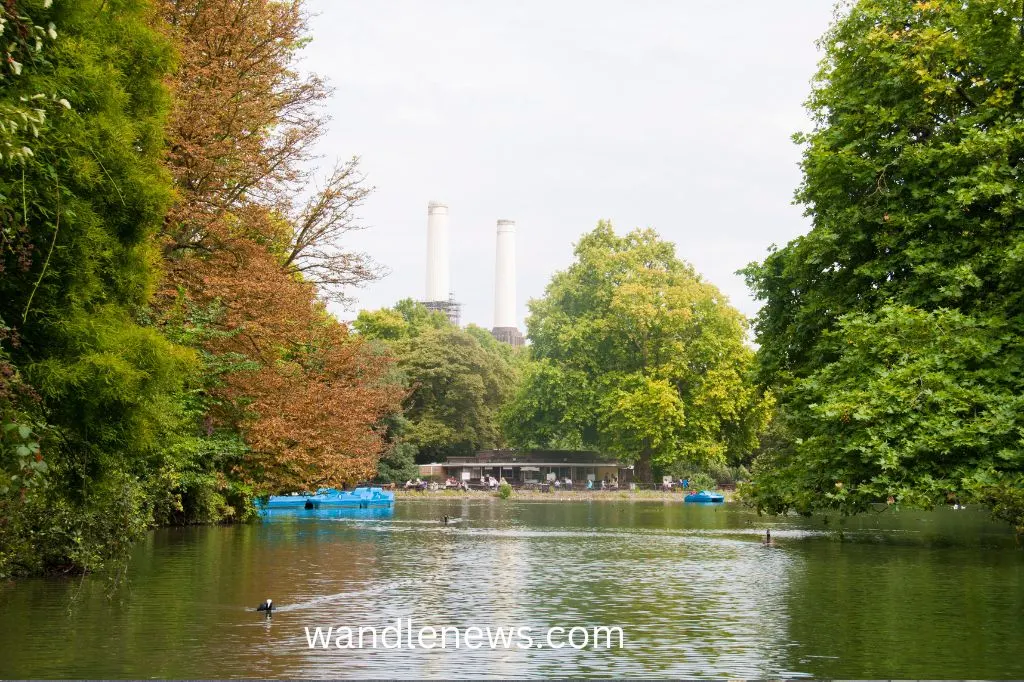 Battersea Park with the power station in the background