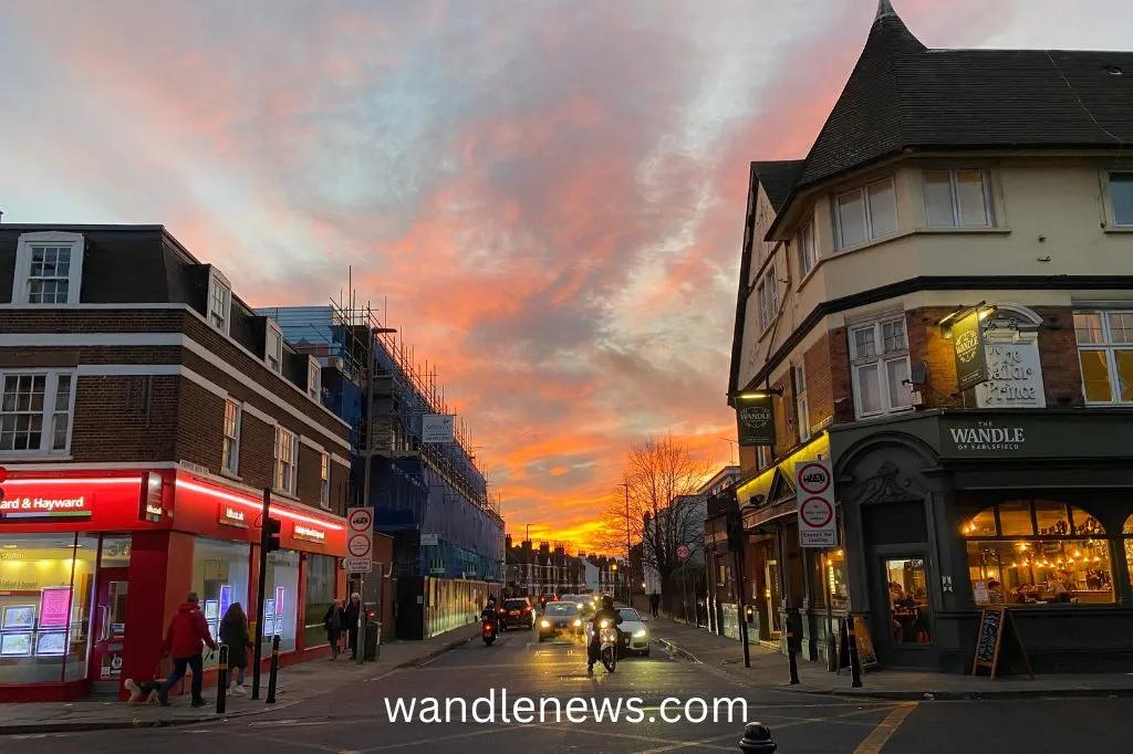 The Wandle pub at sunset