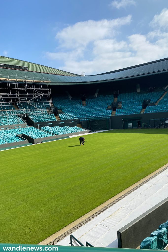 Grass being checked on Court 1 Wimbledon