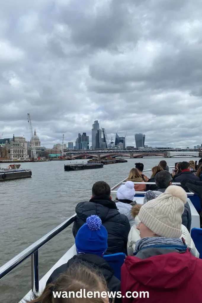 View from the open deck on the river Thames cruise