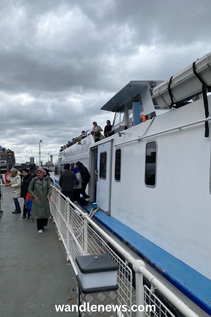 Disembarking at Tower Bridge Quay