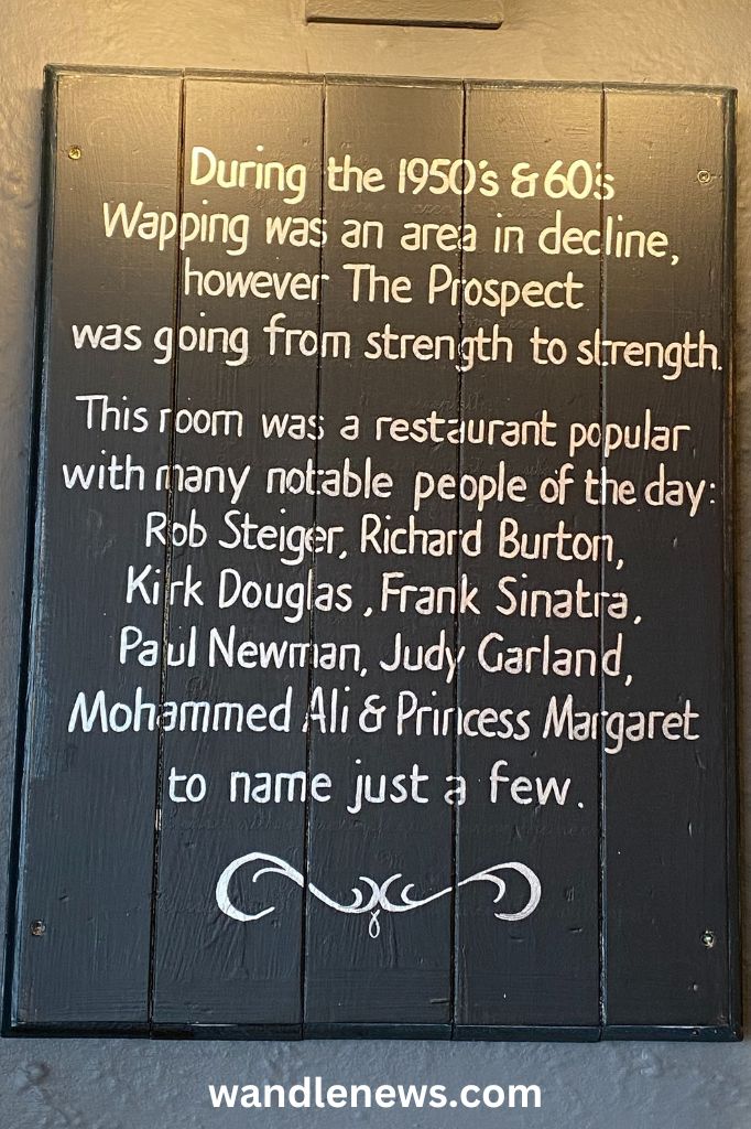 Sign inside The Prospect of Whitby pub