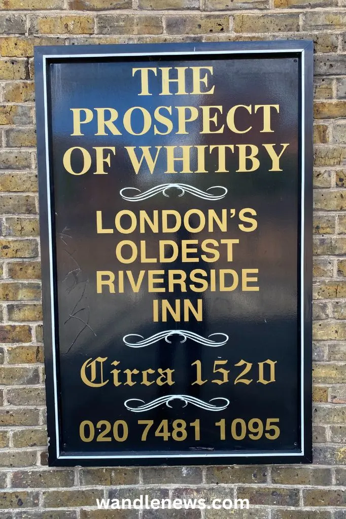 Sign outside The Prospect of Whitby pub