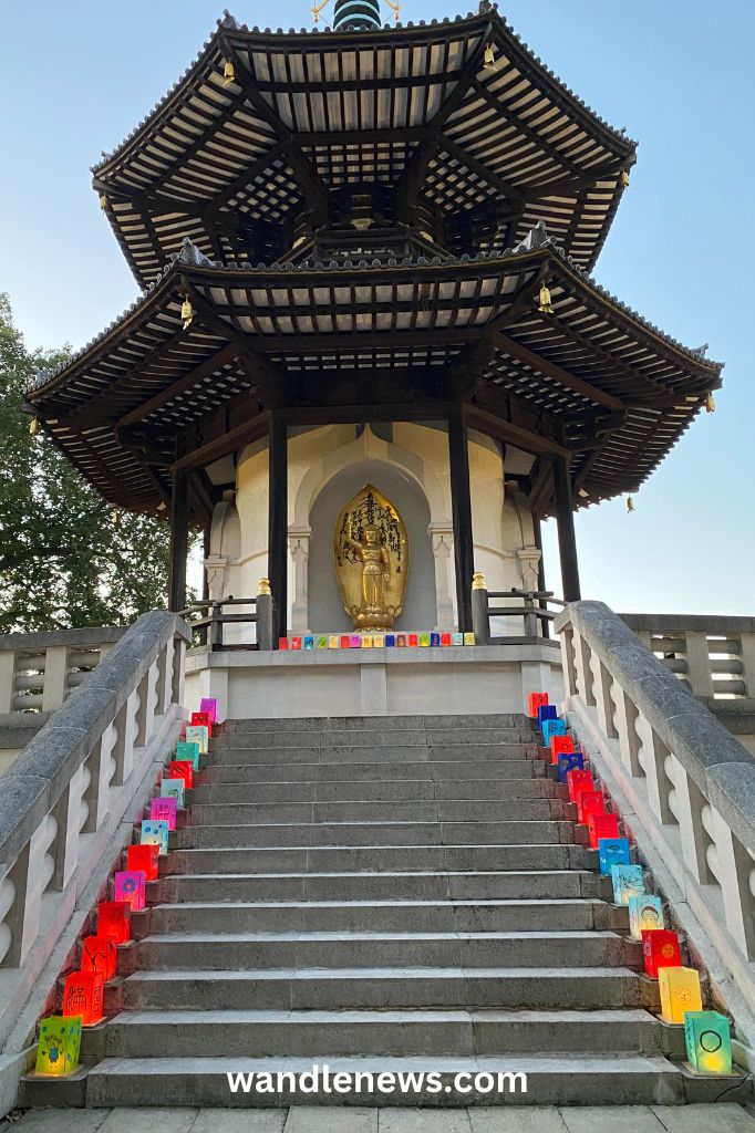 Lantern on the London Peace Pagoda for Nagasaki Day