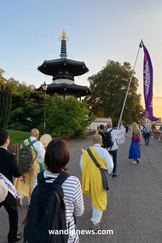 Arriving at the London Peace Pagoda