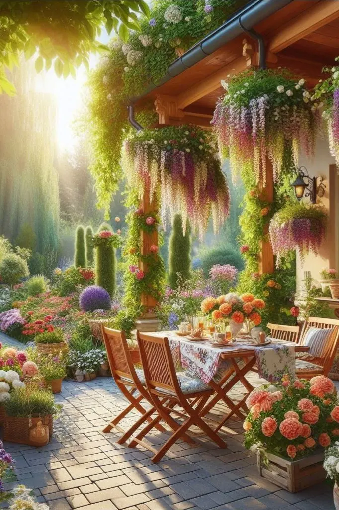 A patio garden can serve as an extension of your living space, offering a tranquil retreat for relaxation or entertaining.  This post contains 21 ideas to help you create the perfect patio garden. Paved, small, cottage, back, apartment, a budget, layout, front, raise, UK, seating areas, flower pots, with steps, fire pit, bifold doors