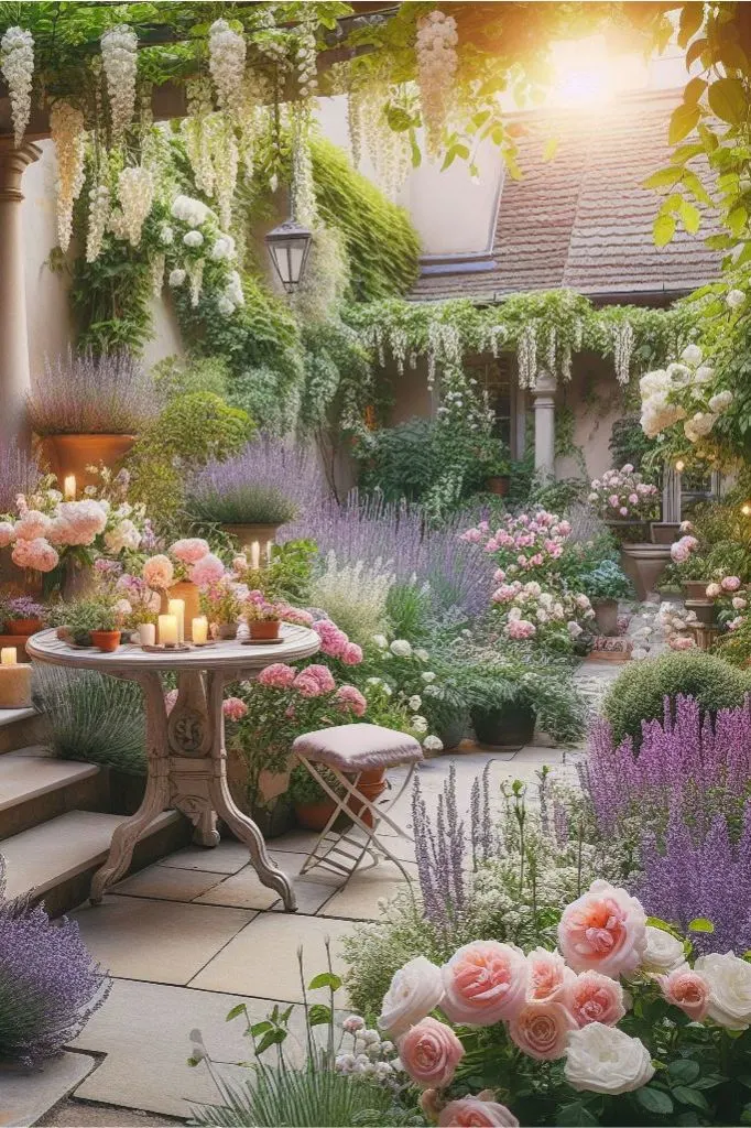 A patio garden can serve as an extension of your living space, offering a tranquil retreat for relaxation or entertaining.  This post contains 21 ideas to help you create the perfect patio garden. Paved, small, cottage, back, apartment, a budget, layout, front, raise, UK, seating areas, flower pots, with steps, fire pit, bifold doors