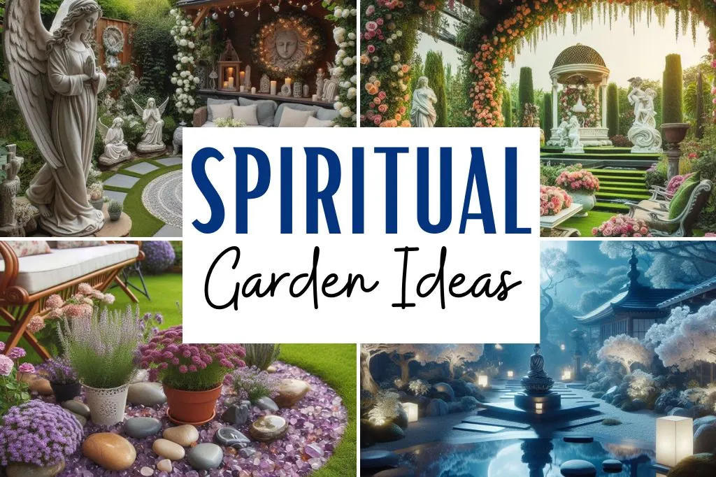 Spiritual gardens are outdoor spaces intentionally designed to promote peace, serenity, and spiritual well-being. They often incorporate elements from various spiritual traditions and are created to provide a sanctuary for meditation, reflection, and connection with nature. Including Zen gardens, calming water features, sacred plants, peaceful pathways, sensory gardens, Buddha statues, reflective pools, shaded meditation spots, and natural stone elements. Design, backyards, aesthetic, art, decor DIY