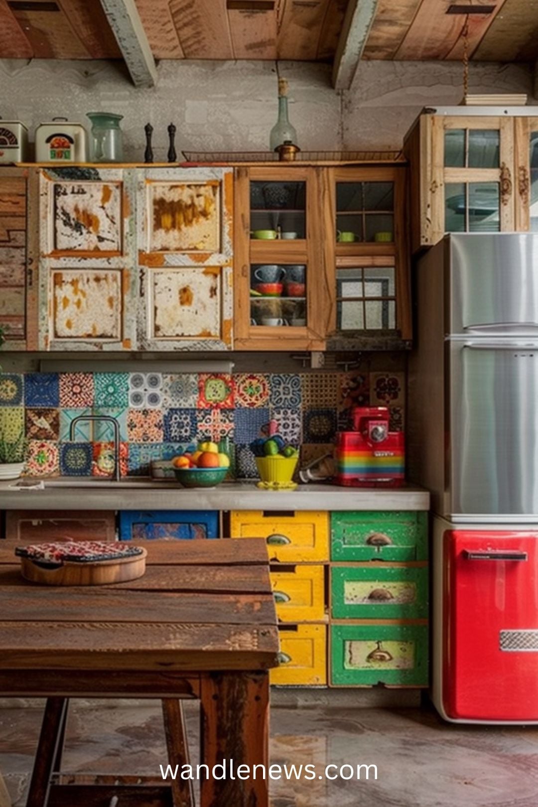 Transforming your kitchen into a space that reflects your personal style can make cooking and dining a more enjoyable experience. This post contains 21 eccentric kitchen ideas that not only meet your functional needs, but also inspire creativity. decor, ideas, cozy, eclectic, Bohemian, small, design, cabinets, backsplash, French country, table, island, vintage.