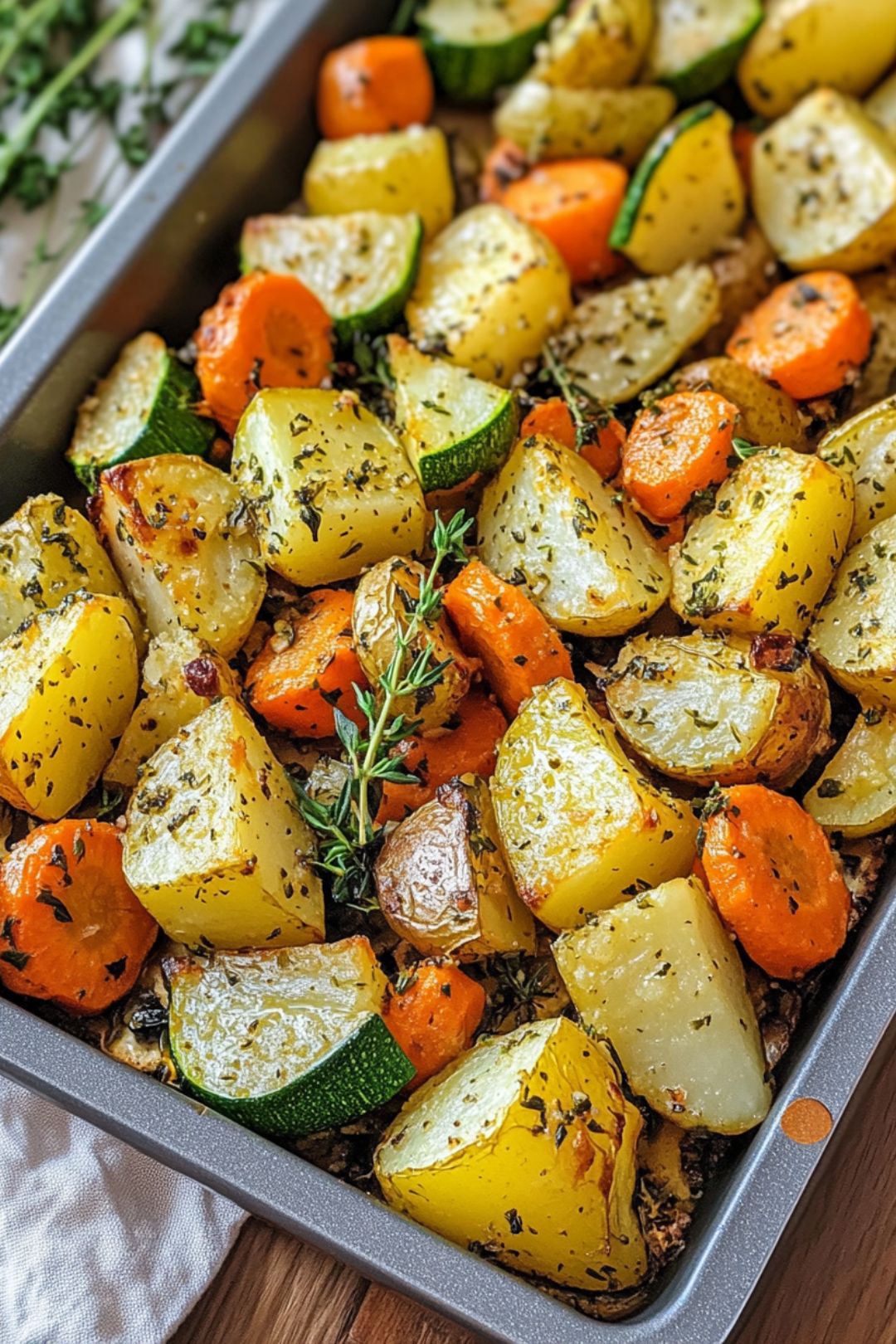 Garlic Herb Roasted Potatoes Carrots and Zucchini