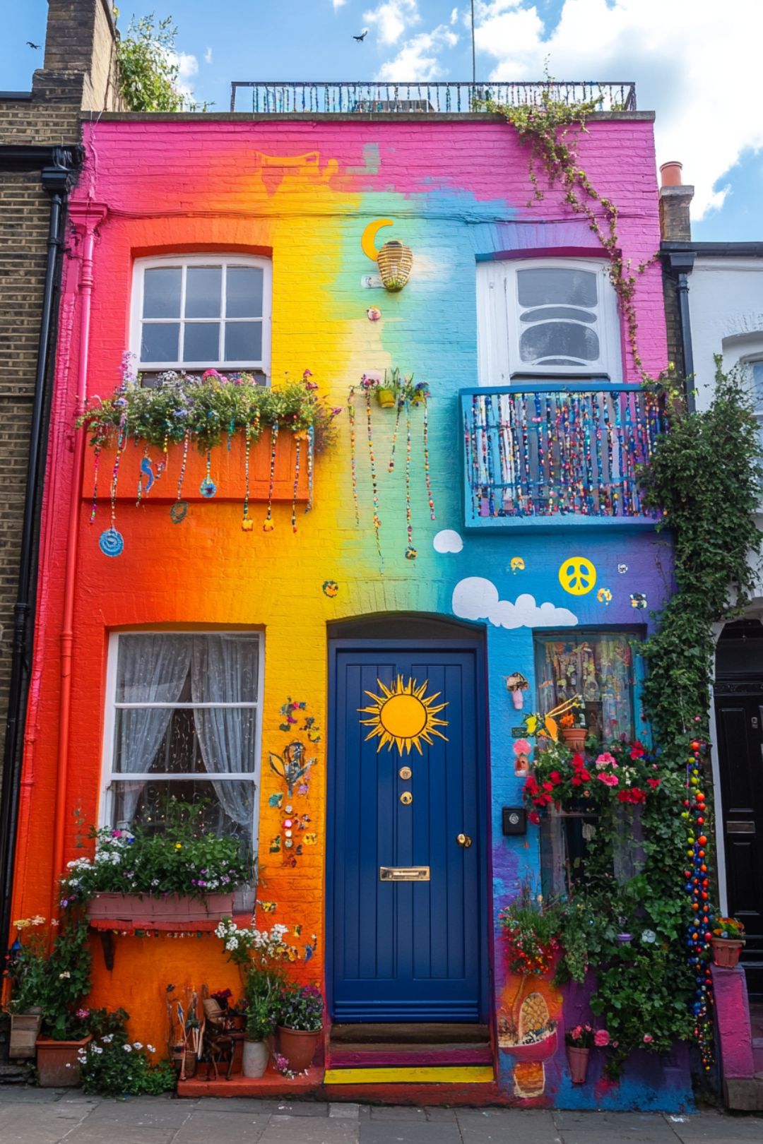 Get inspired by boho aesthetic exteriors with these Hippie House ideas!  Whether you love 70s style, beach cottages, tiny homes, or modern design, these Hippie Homes bring color, creativity, and free-spirited vibes. From Deco Boheme details to Earthship eco-living, explore bold paint ideas and unique touches like gongs and crystal bowls to create your own bohemian dream home.