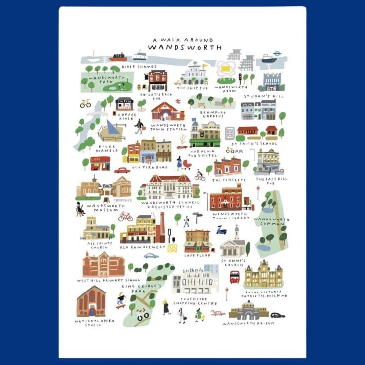 Image for A Walk Around Wandsworth &ndash; Illustrated Map Print